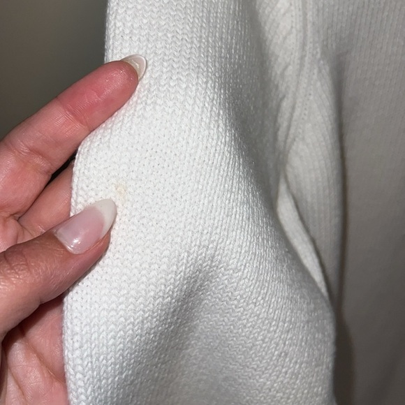 Talbots Coastal White Crew Boat Neck Sweater Lightweight Anchor Knit - Picture 4 of 5